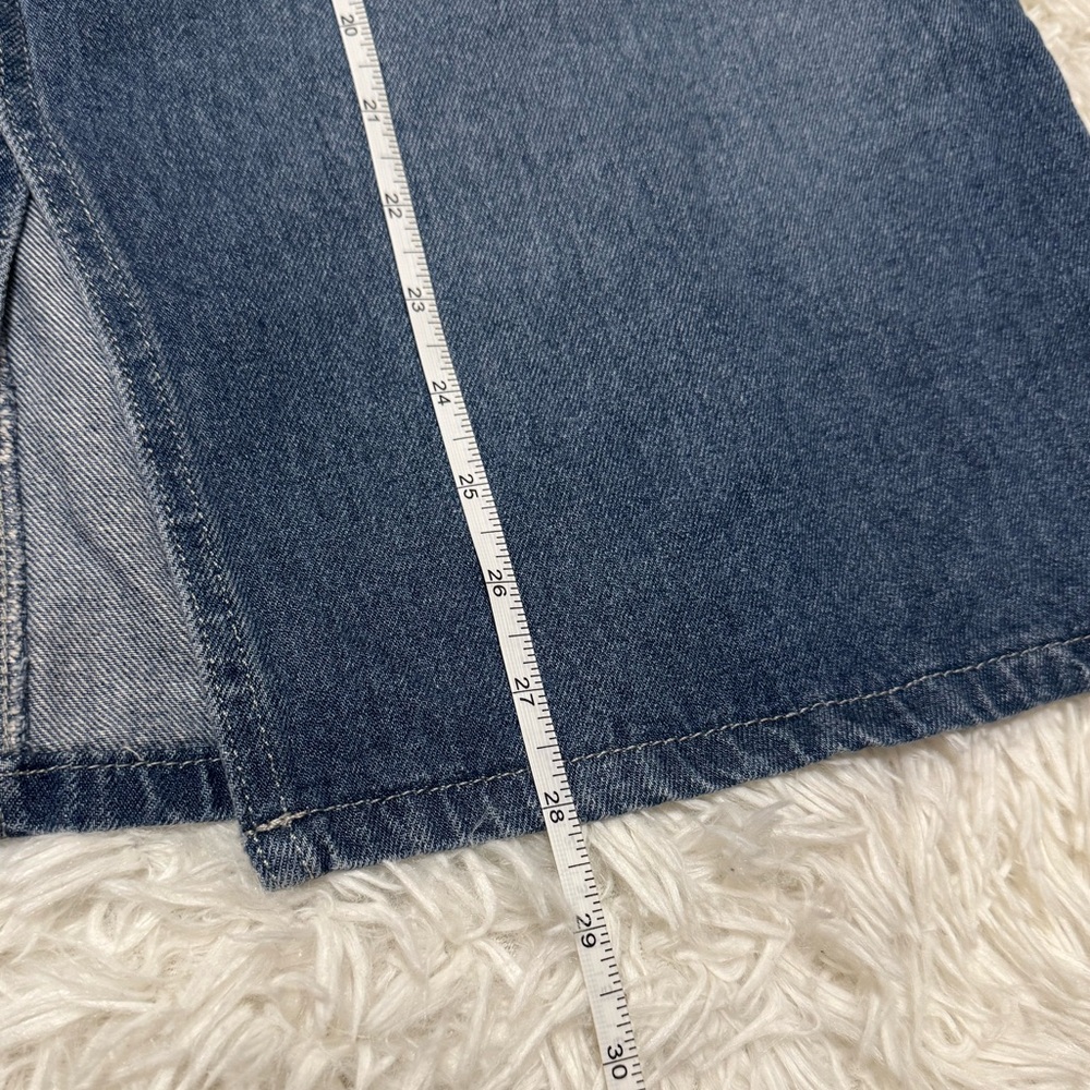 Terra & Sky Blue Midi Skirt Denim Midi Skirt Midi Jean Skirt - Picture 4 of 6